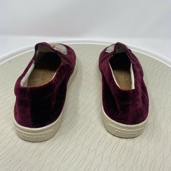 Soludos Flats Espadrilles Smoking Slippers 7.5 Burgundy Red Llama Velvet Shoes - Picture 6 of 11